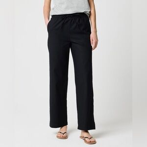 J. Crew Factory Linen Blend Black Straight-Leg Pull-On Pants 00